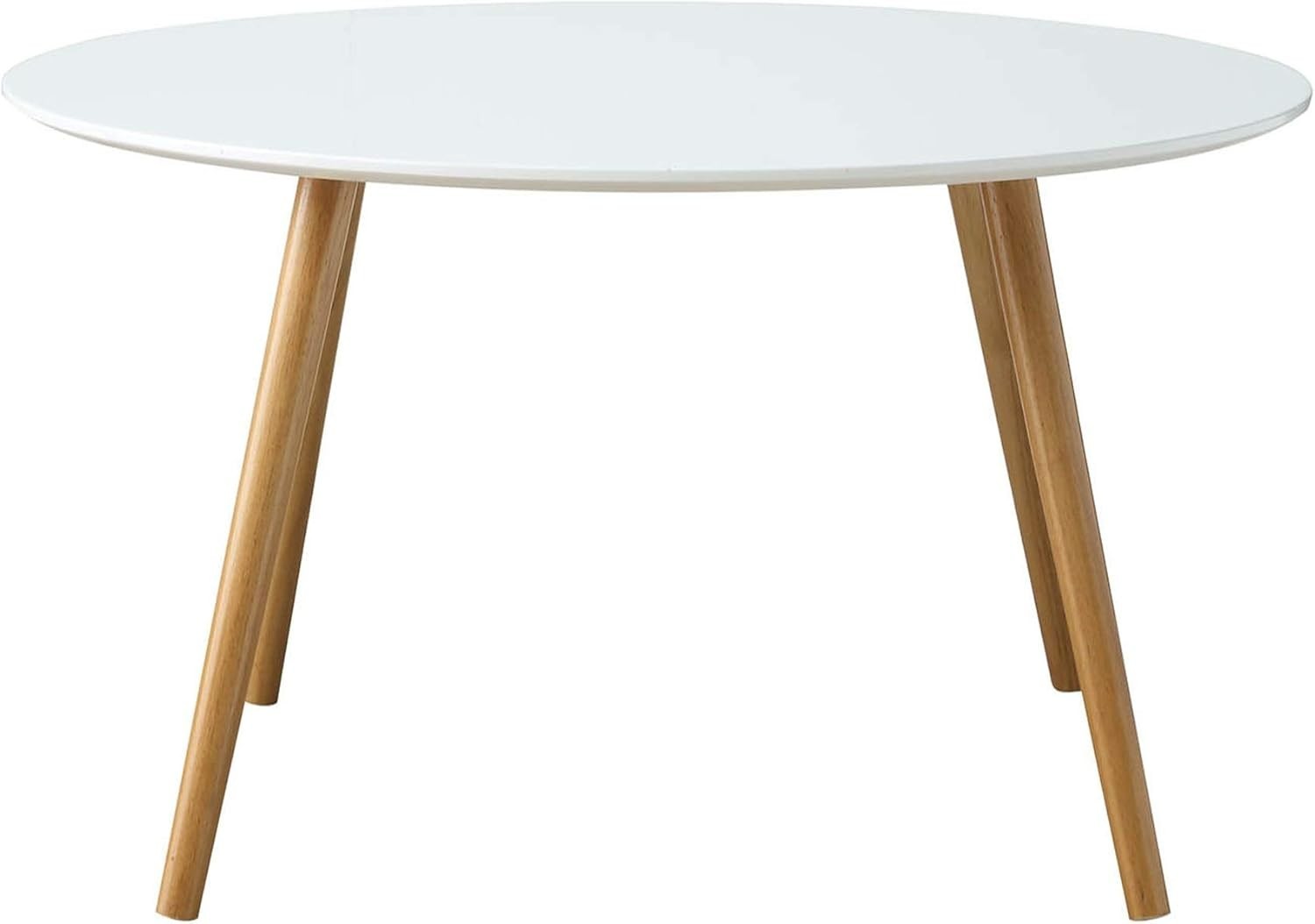 Round Coffee Table – Mid-Century Modern Minimalist Design Glossy White Top