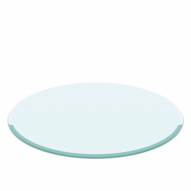 24″ Clear Round Glass Table Top Beveled Polished Edge 2/5″ Thick Tempered Glass