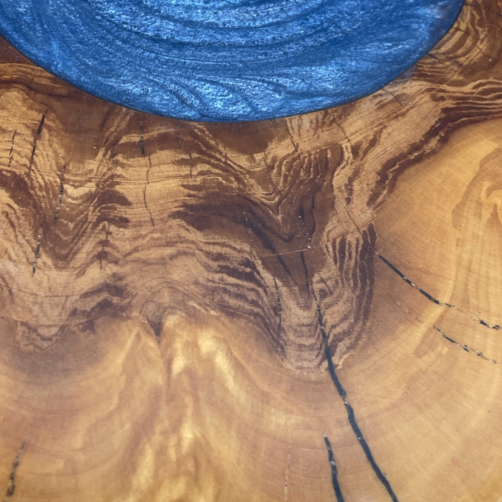 Handmade Florida Cedar Tree Slice Blue Pool Epoxy Lazy Susan Apathetic Annie