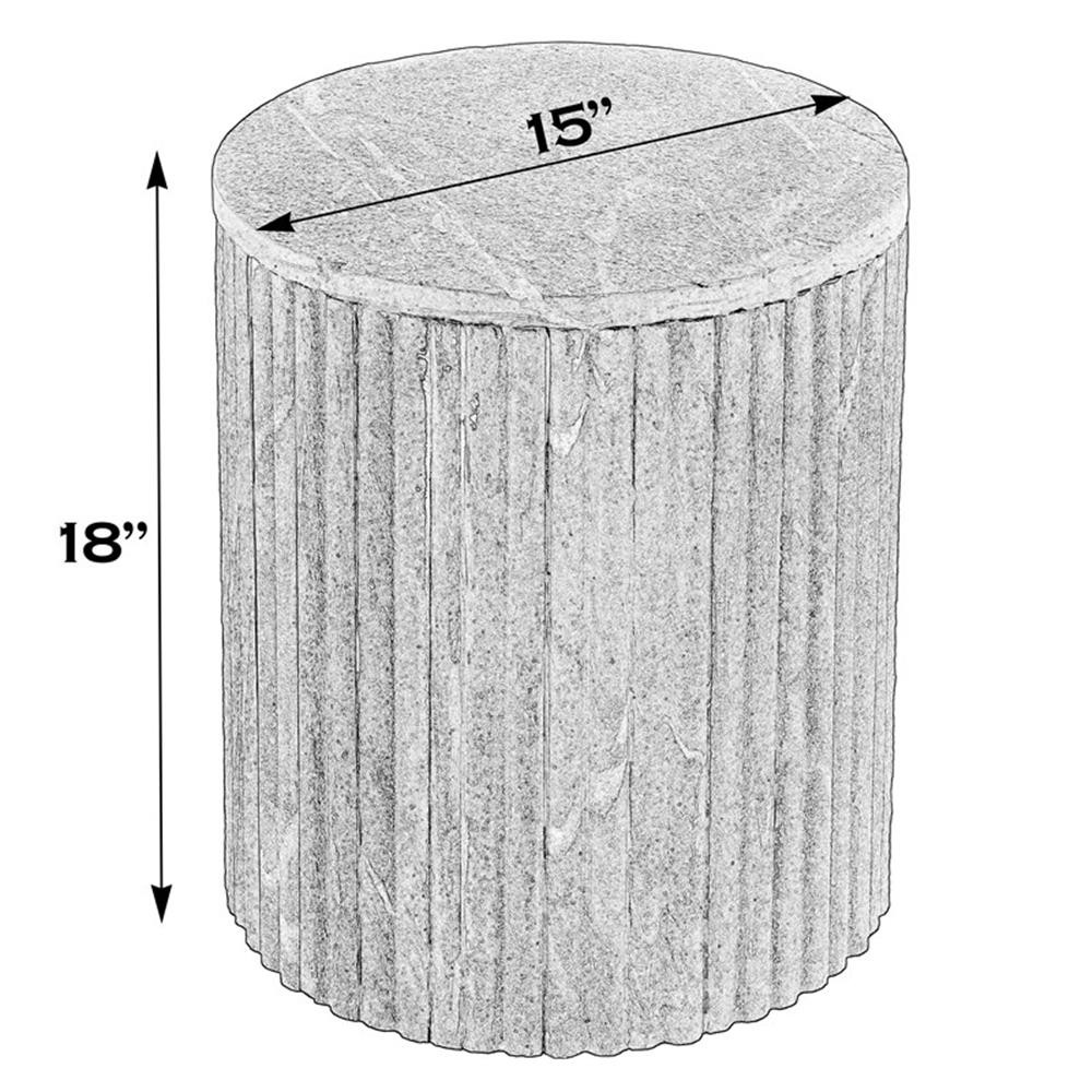 Beaumont Lane Modern 15″W Round Marble and Wood Side Table in Gray
