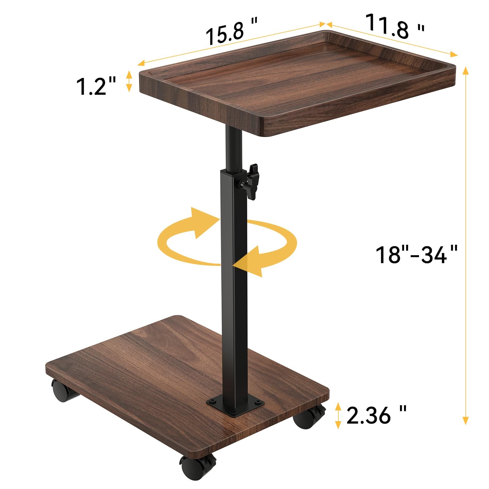 C Table End Table Adjustable Height, 360°Swivel TV Tray Table for Small Space…