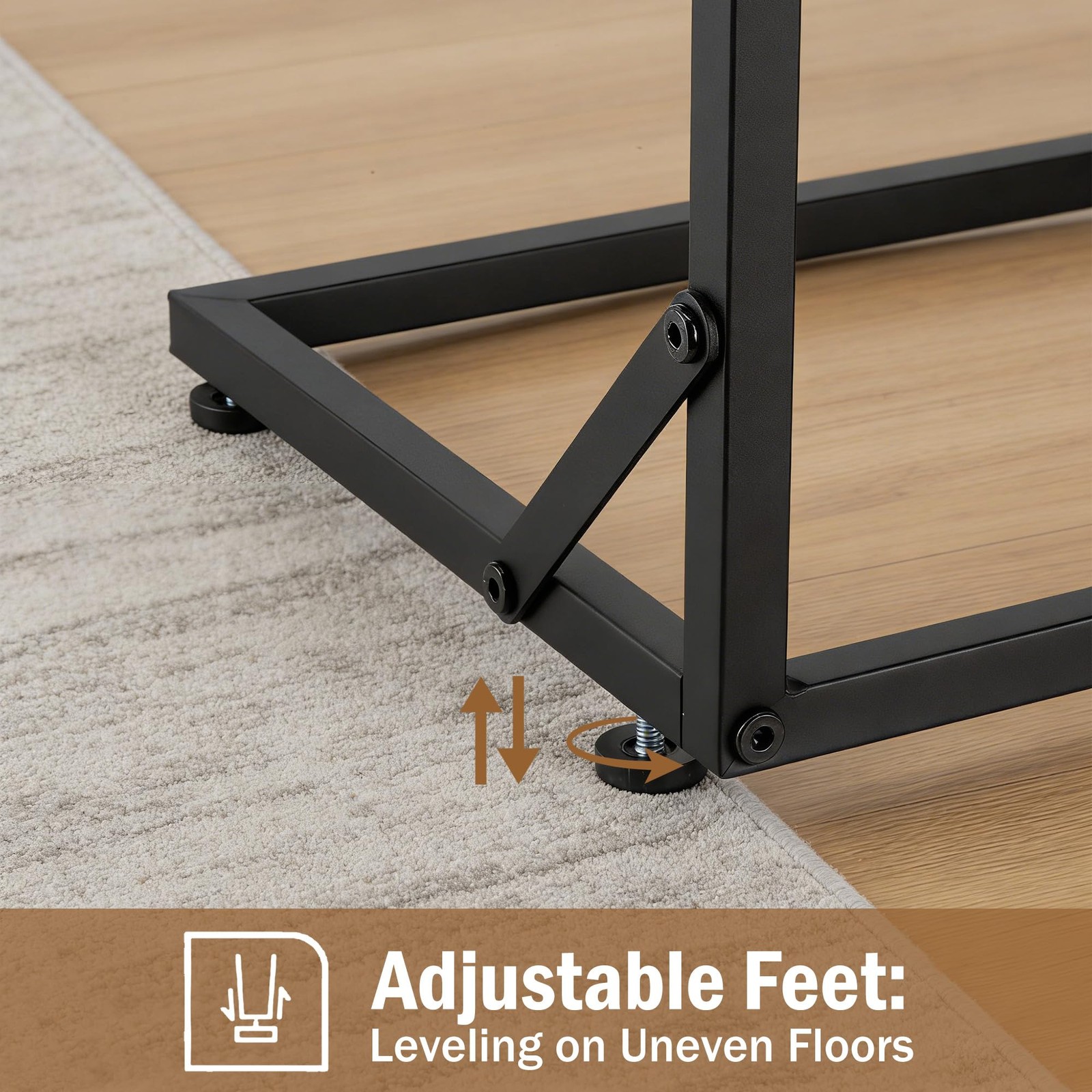 Shaped End Table for Couch, Small Side Table for Living Room & Bedroom, Slide…
