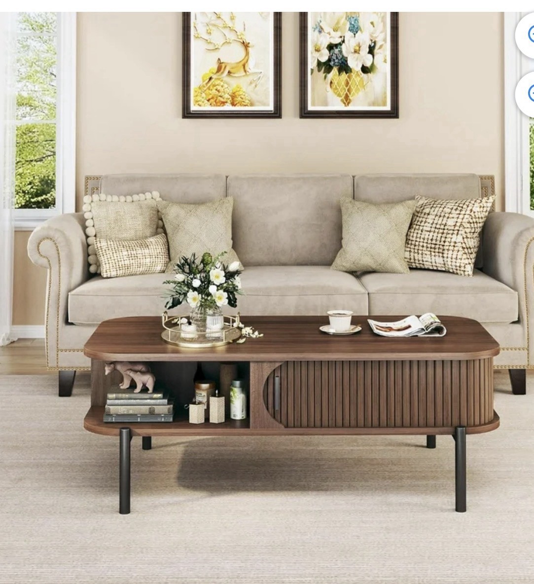 LAST LEFT***Century Modern Coffee Table W/Storage, 39.4″ Walnut