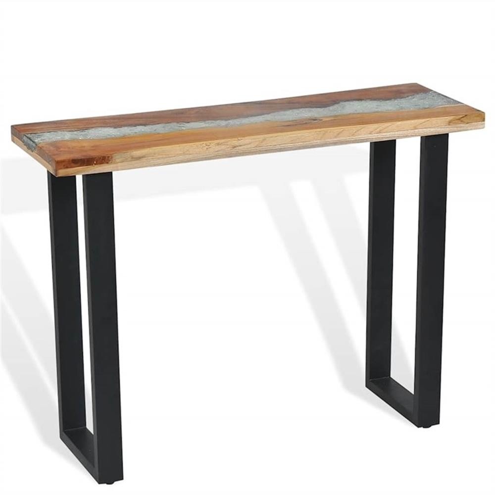 Pemberly Row Contemporary 39.4″X13.8″X29.5″ Teak Console Table in Brown