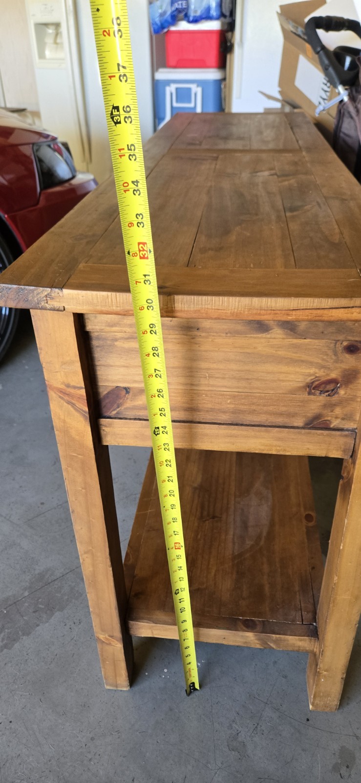 Rustic solid pine Wooden console Table 85340 Natural Brown Mexican furniture