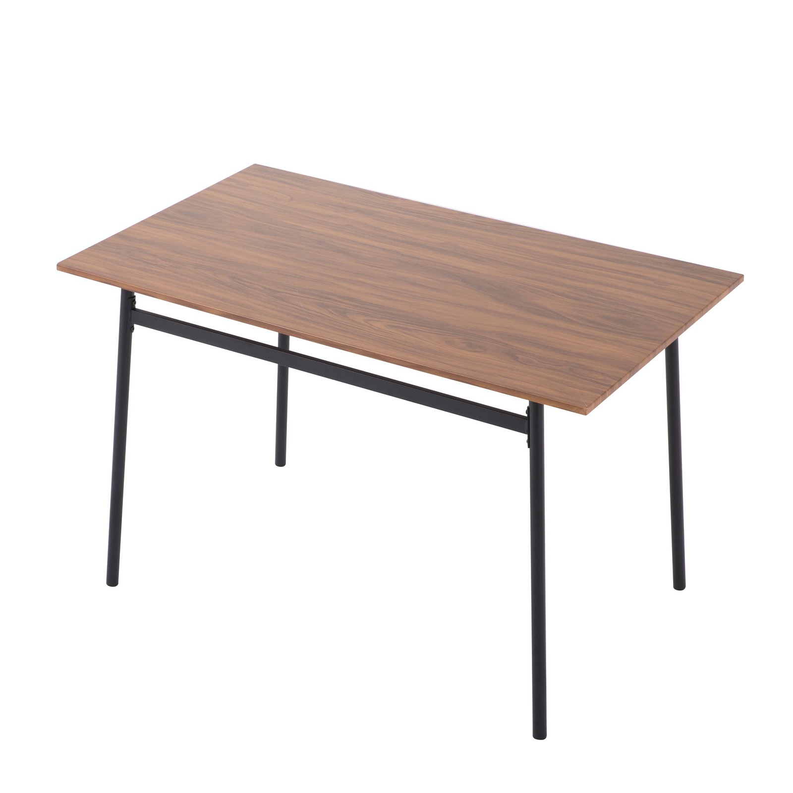 Dining Set for 4 Rectangular MDF Walnut Table & Chairs Metal Frame Small Space