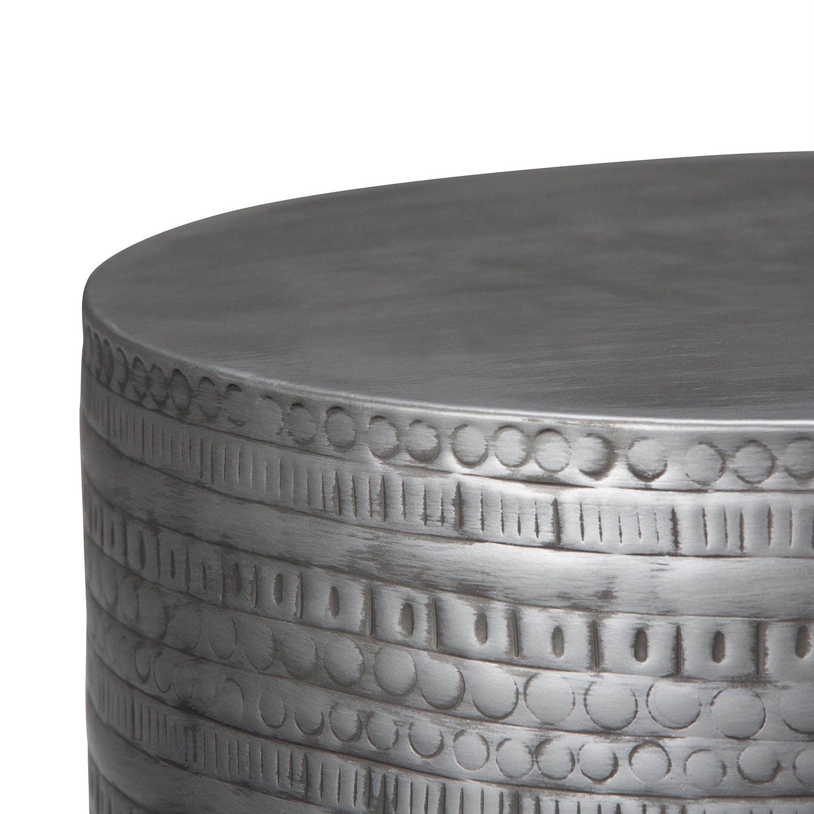 Maklaine 15″ W Metal Large Accent Side Table in Antique Silver