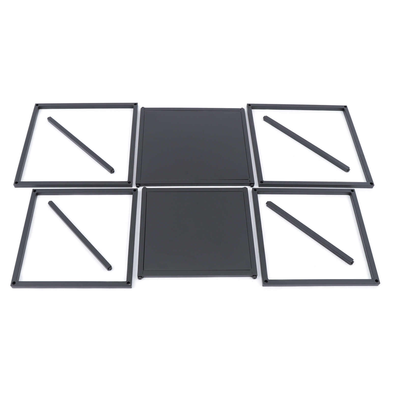 2pc Modern Square Tray Side End Table Coffee Table Living Room office Matt Black