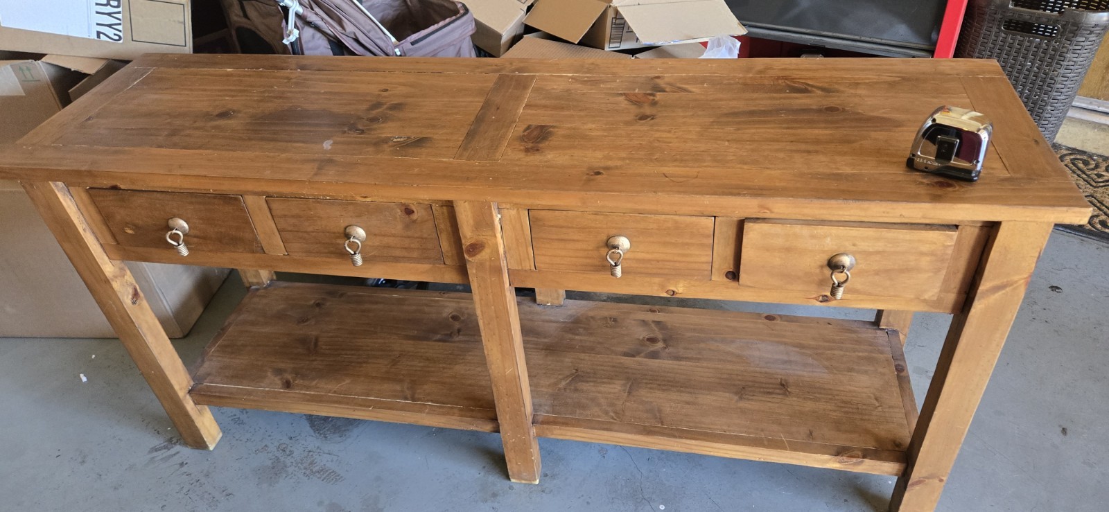 Rustic solid pine Wooden console Table 85340 Natural Brown Mexican furniture