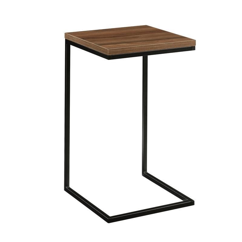 C-Shape Metal End Table Rectangle Any Room Small Space Canyon Walnut Finish Hot