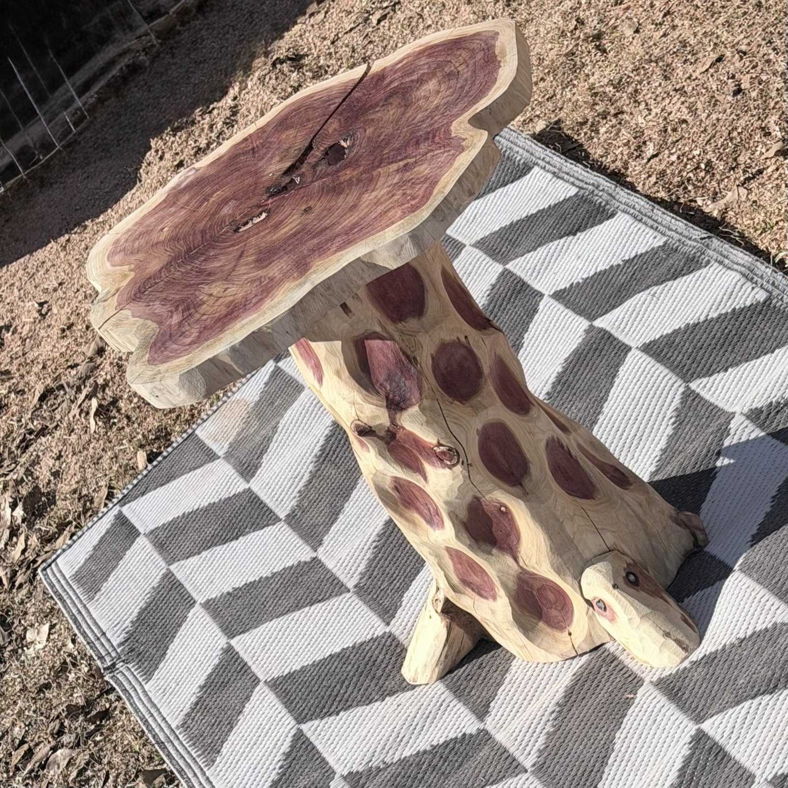 Handmade Live Edge Wood Side Table Rustic Natural Free Form Unique Pattern