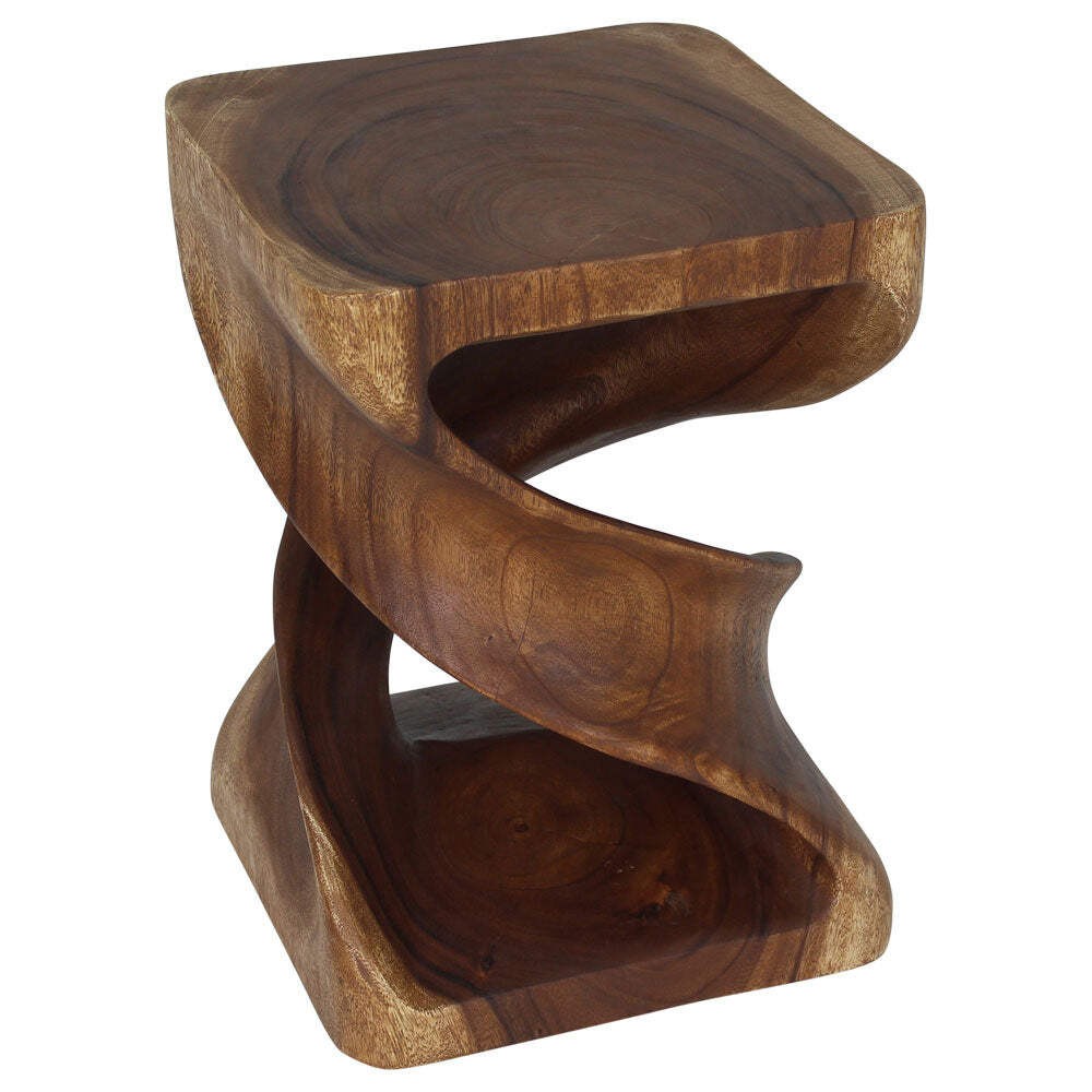 Haussmann Double Twist Wood End Table 15x15x20 in Height Walnut Oil