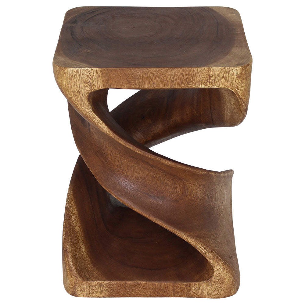 Haussmann Double Twist Wood End Table 15x15x20 in Height Walnut Oil
