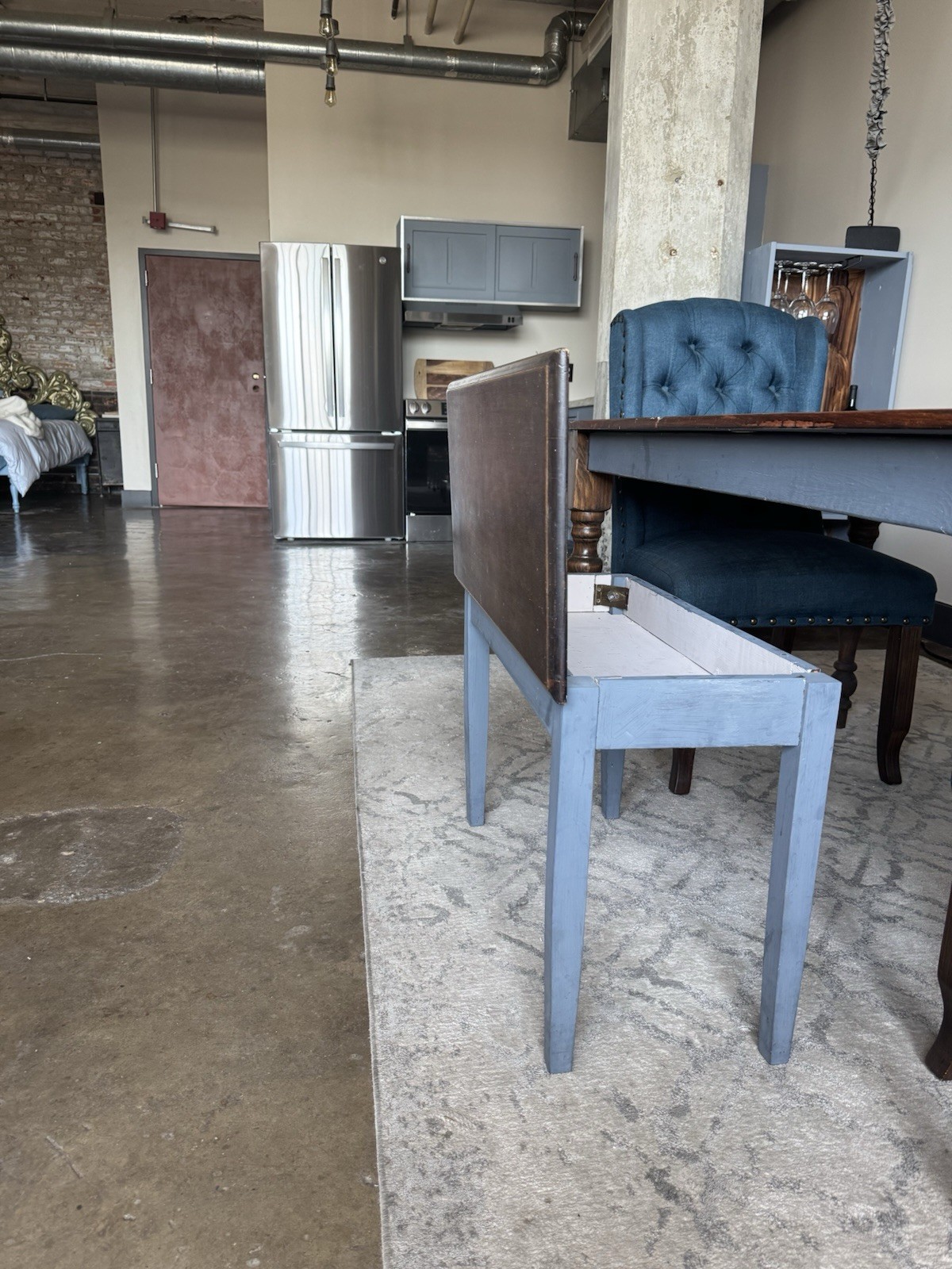 Rectangular Dark Wood Dining Table, Brown/Gray Solid, 64x 33x 29 in