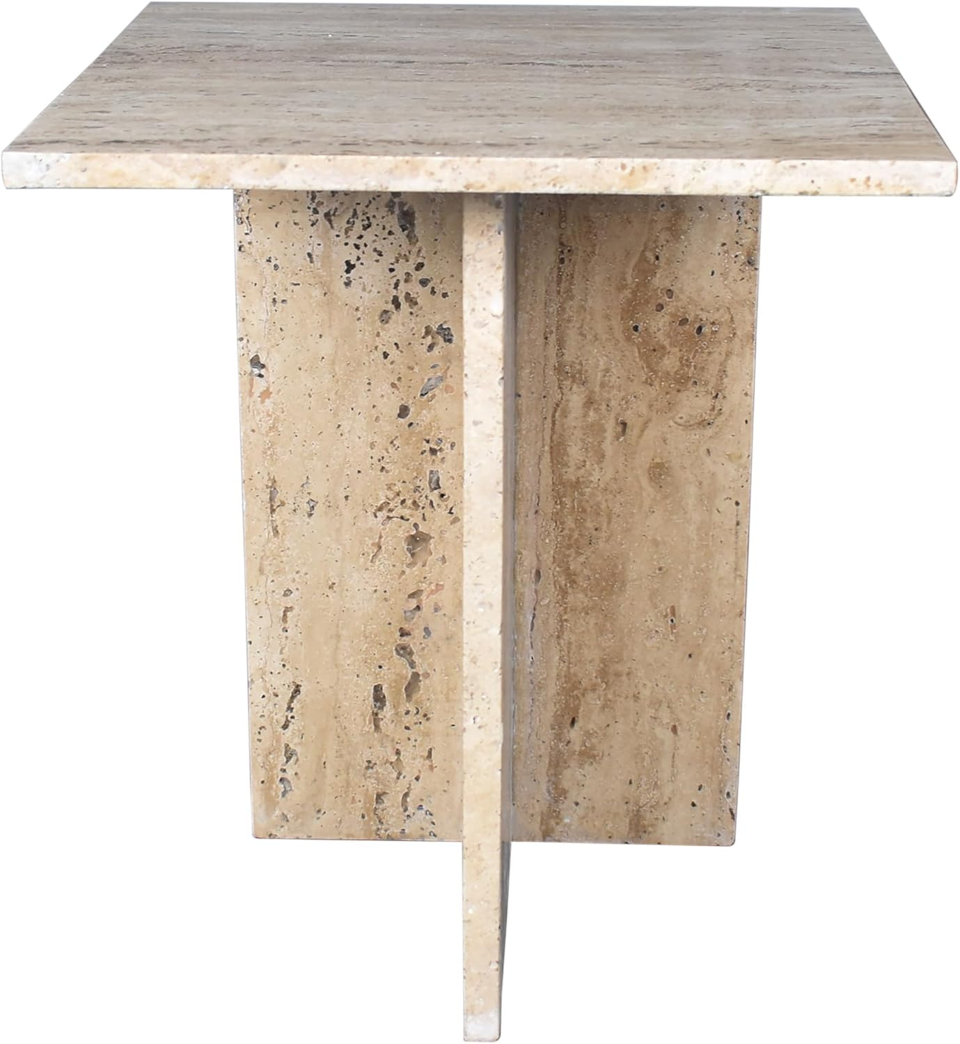 Cecil 18.5″ Contemporary Natural Marble T-Shaped End Table for Any Room