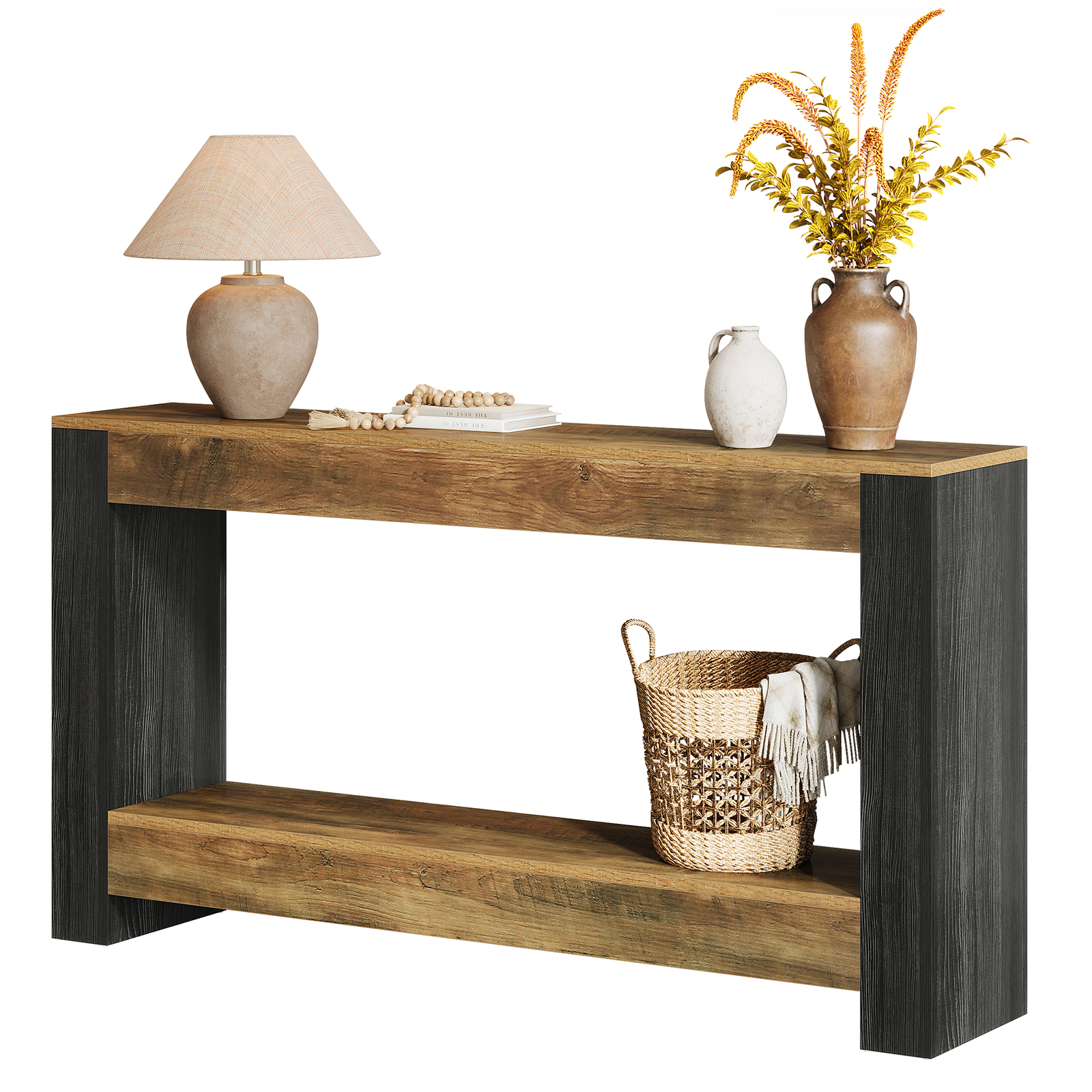 Tribesigns Rustic Entryway Console Table, 63″ Long Sofa Table Behind Couch Table