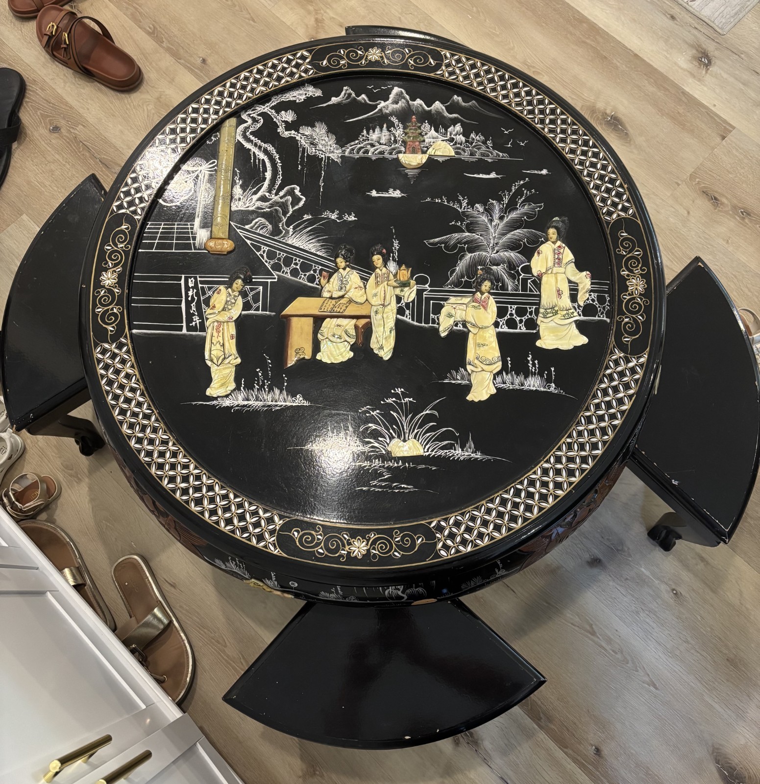 Shiny Black Lacquer Oriental Coffee Table