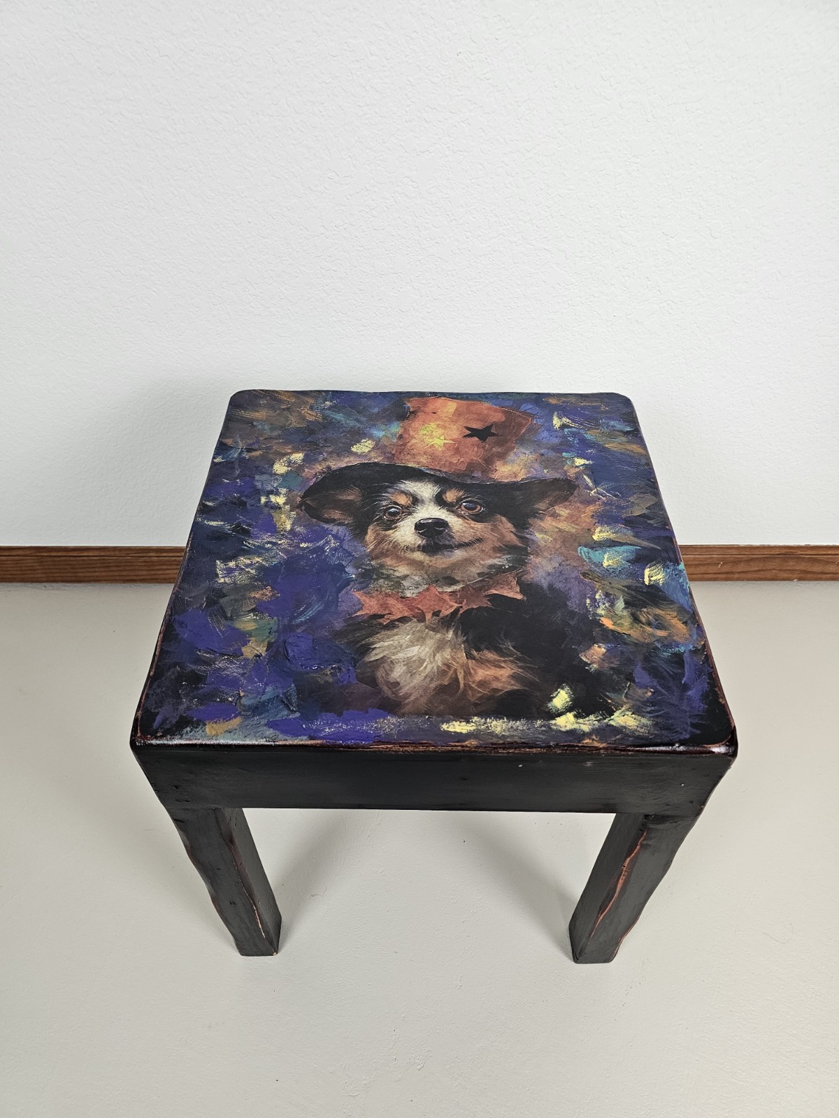 Original Mixed Media Halloween Chihuahua Table Hand Painted Accent Furniture