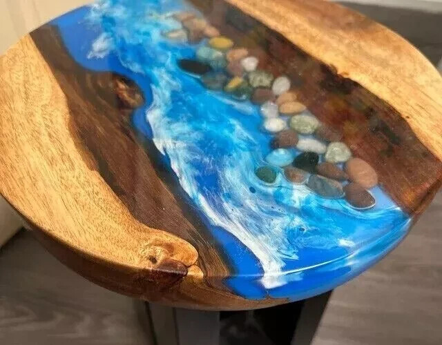 18″ Modern Epoxy Resin Coffee Table Top Handmade Design Trendy Home Decor