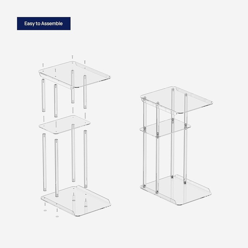 Clear Acrylic C Shaped End Table Snack Table Living Room Bedroom 3 Tiers New