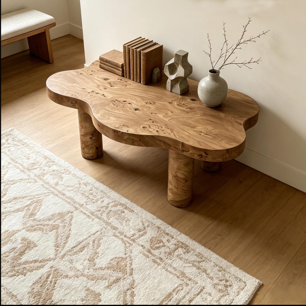 Cloud Coffee Table 40″, 4 Round Legs, Tree Knot Pattern, Modern for Small Space