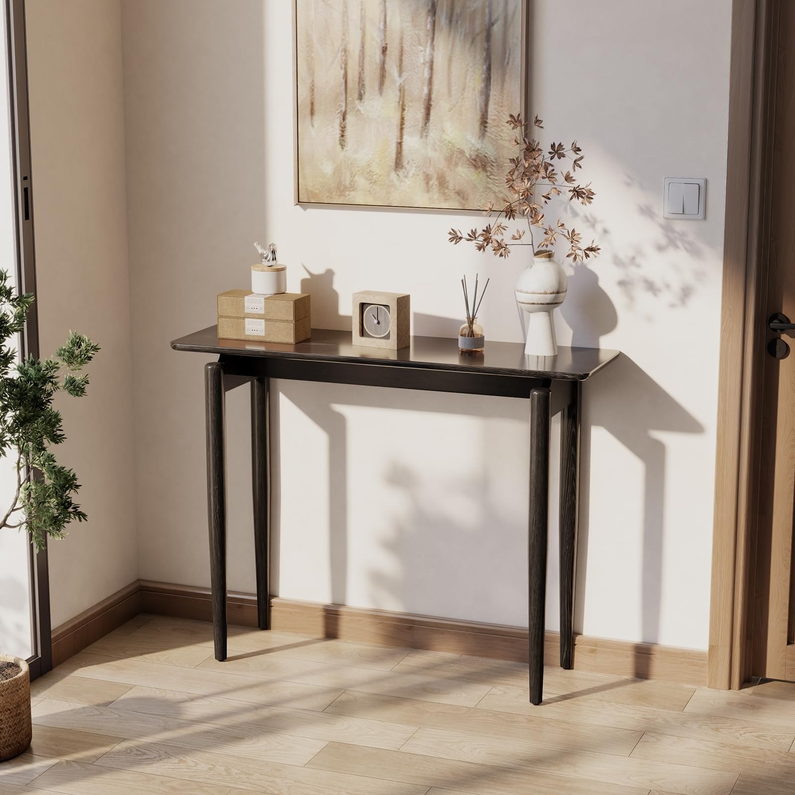 Wood Console Table Black Entryway Table, Thin Console Table, Sofa Tables 39.4 in