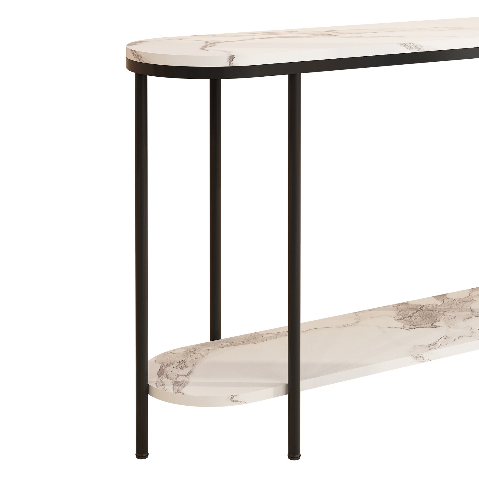 Console Table 2 Tier Entryway Table with Storage Shelf Faux Marble Narrow Table