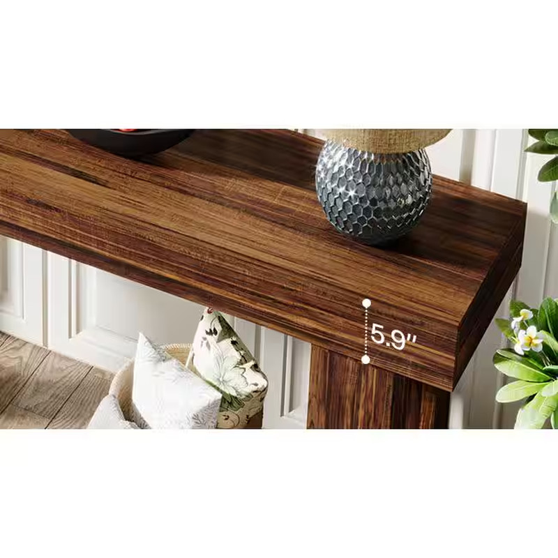 Turrella 62.99 In. Rustic Brown Console Tables, Rectangle Wooden Console Table w
