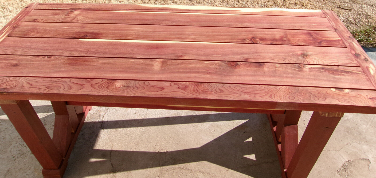 Hand Crafted Eastern Red Cedar Ourdoor Table 6 ft long, 30 in wide, 30 in tall