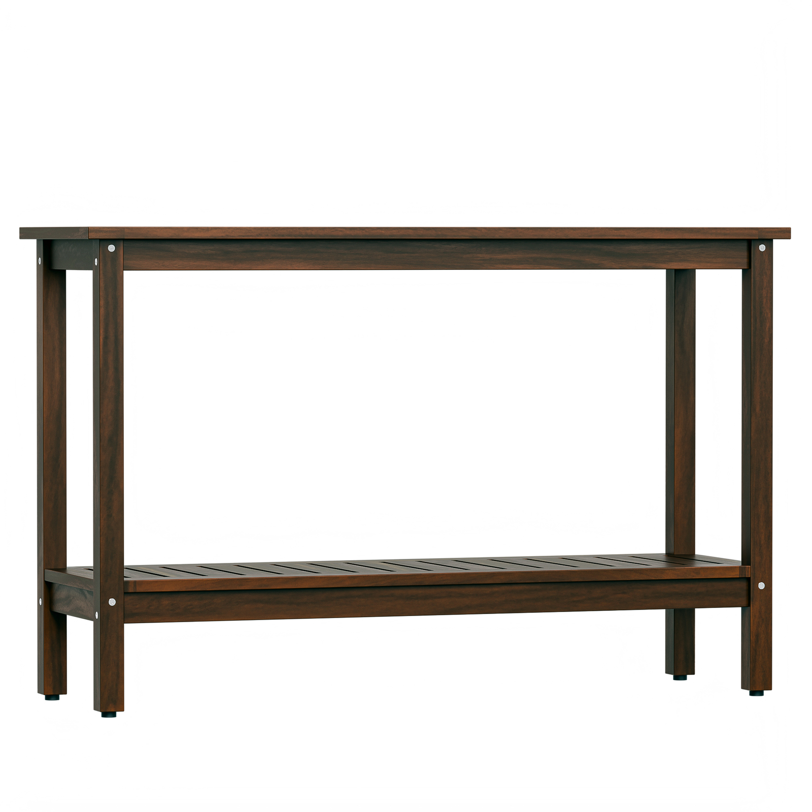 Outdoor Wooden Console Table with 2 Tier Shelf Patio Side Accent Table Coffee