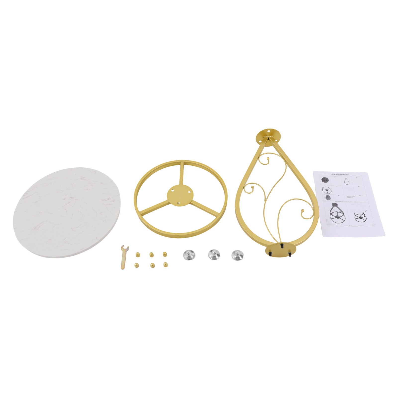 Gold+White Modern Decor Bedside Table, Coffee Table for Living Room 15.7*21.6in