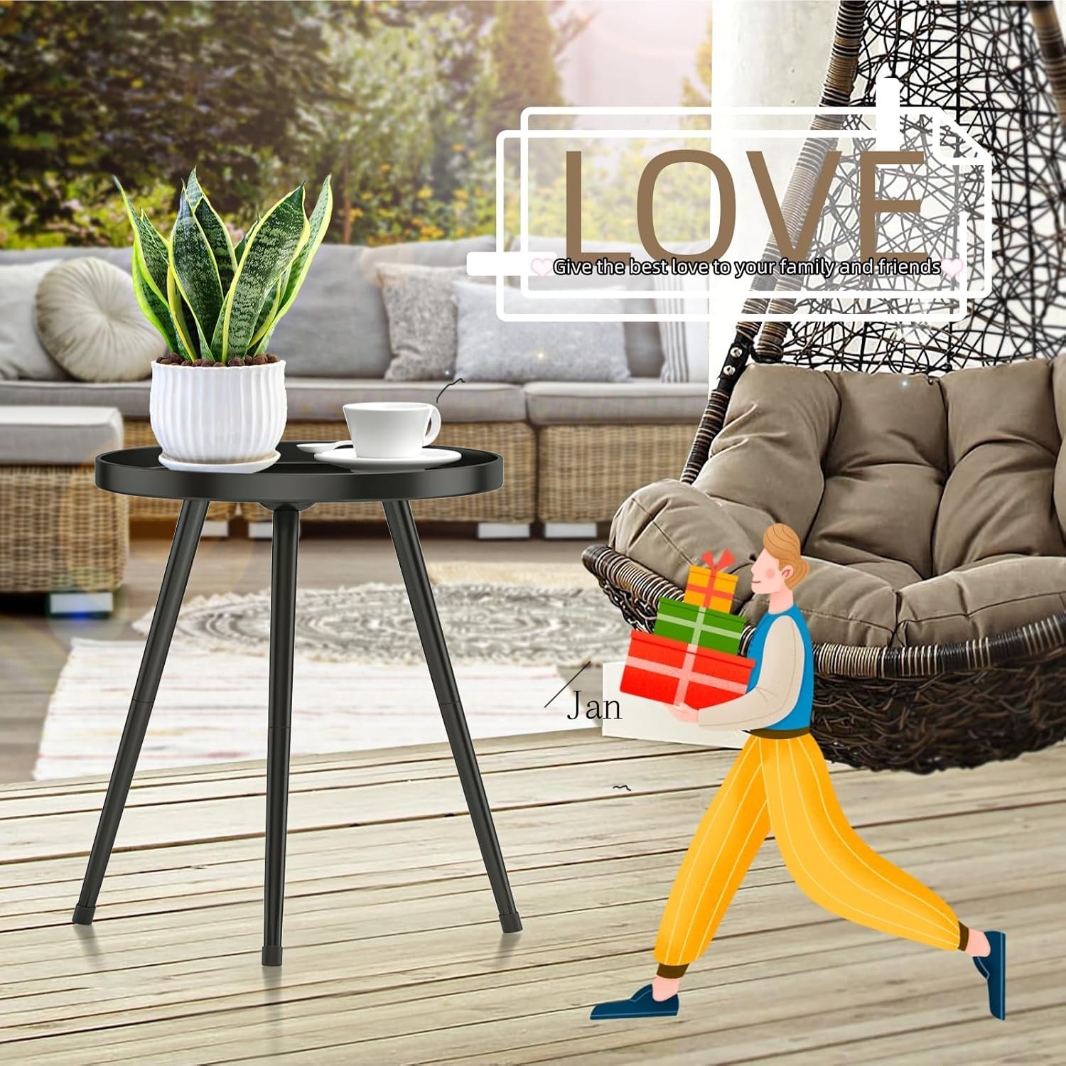 Mid-Century Modern Accent Table – Versatile Black Metal Design for Any Room