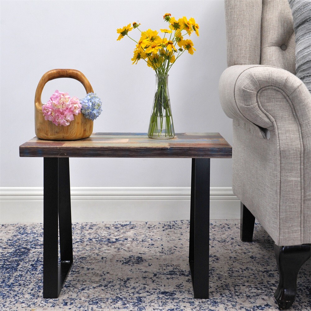 Greenage Side Table Reclaimed Wood Small Accent Coffee End Table Rectangular