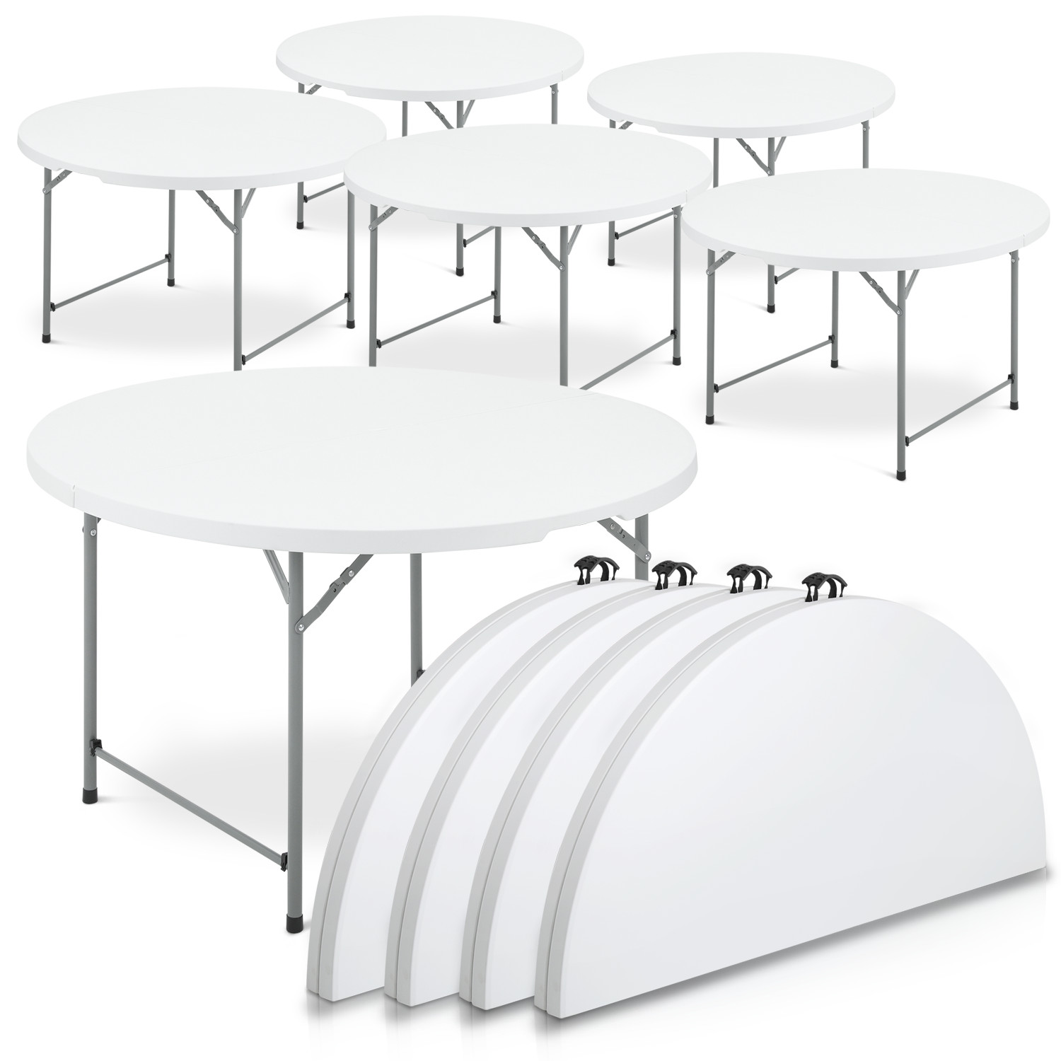 10 Pack White[4 FT FOLDING ROUND TABLE]Home Party Gathering Portable Dining Desk