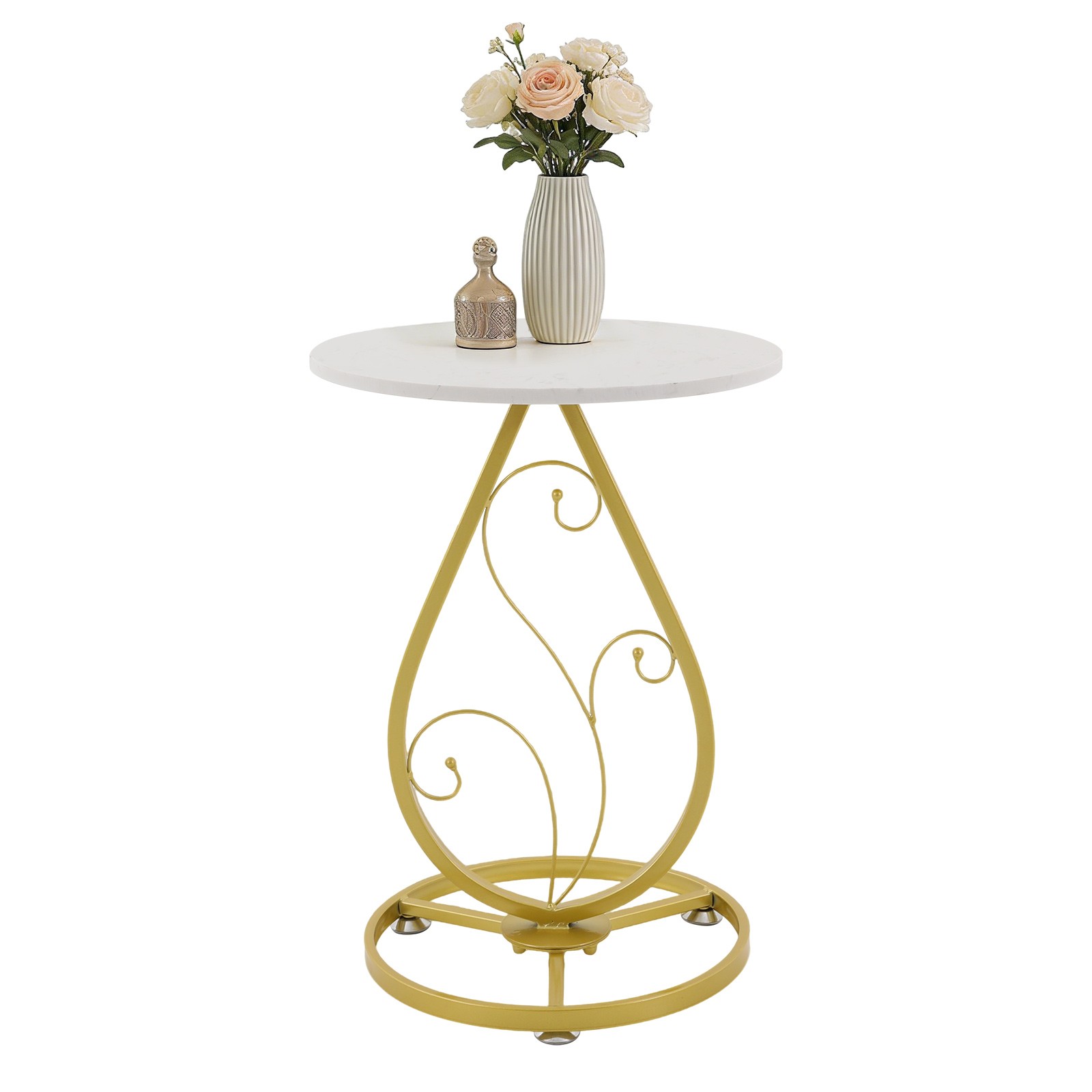 Gold+White Modern Decor Bedside Table, Coffee Table for Living Room 15.7*21.6in