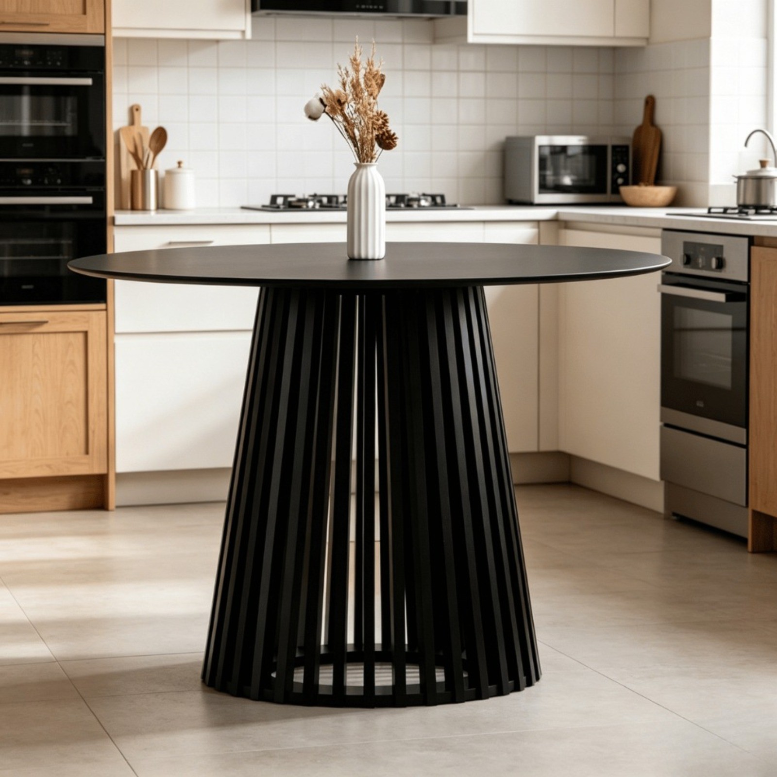 43.25″ Wide Round Dining Kitchen Table with Wooden Pedestal Base for 4-6 People