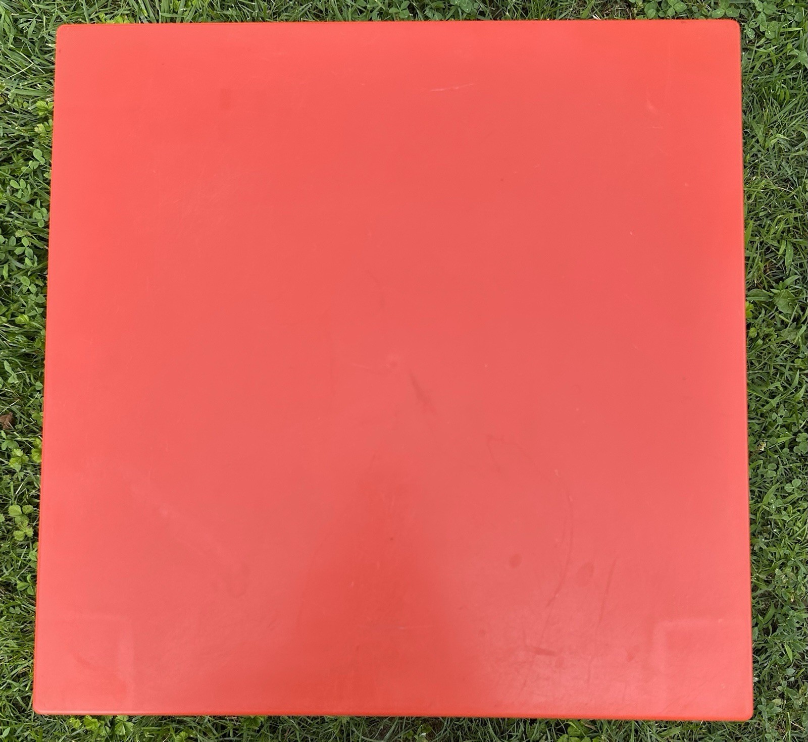 Parsons Plastic Table Kartell Style Red Orange Square Vintage Mid Century 16”