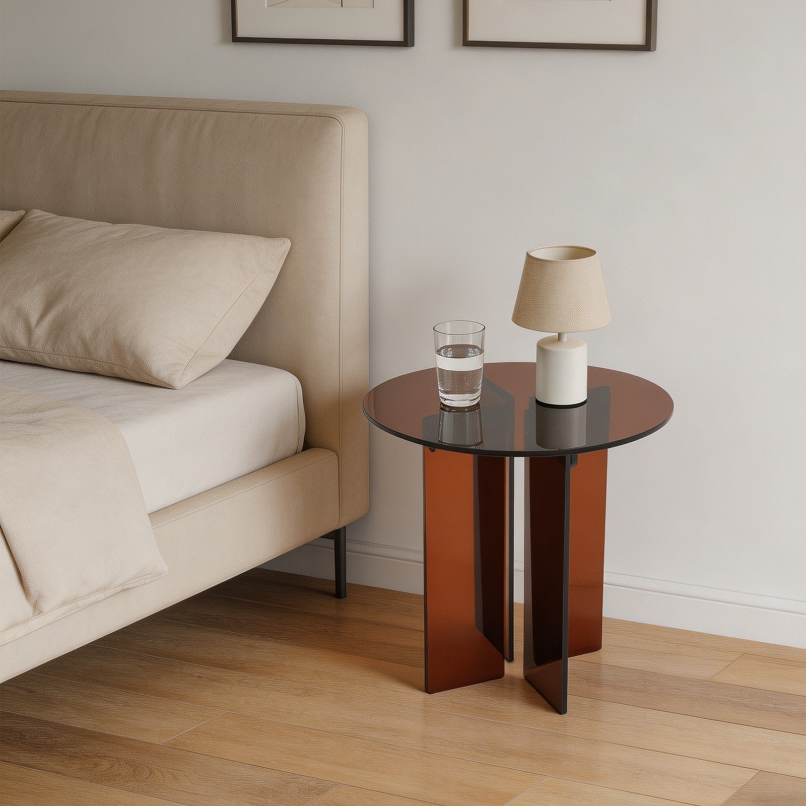 15.7in Minimalist Acrylic Coffee Table Round Side Table for Living Room, Office