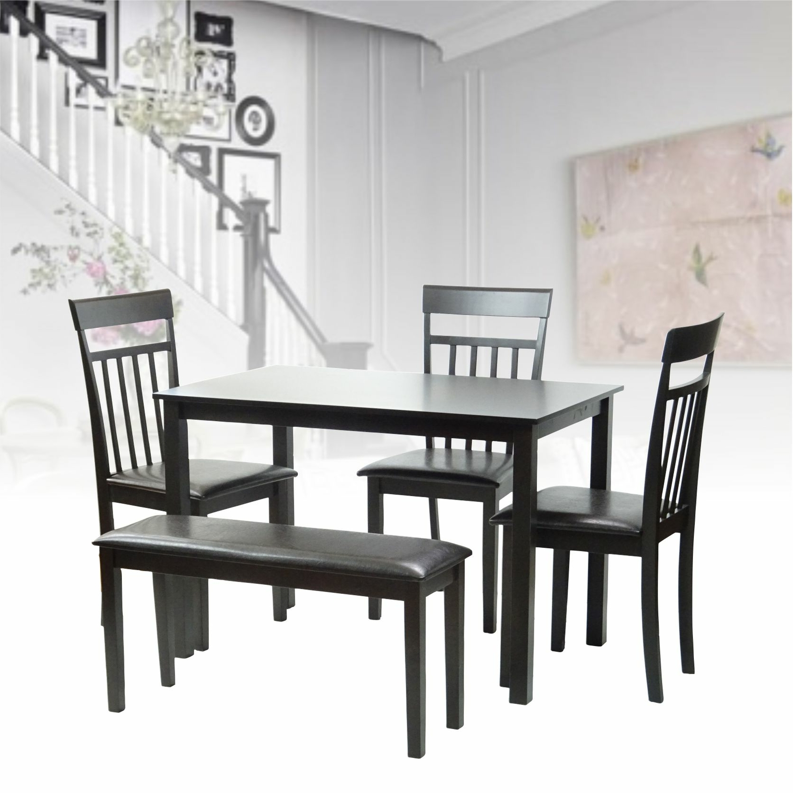 Contemporary Modern Rectangular Dining Kitchen Table in Espresso Finish