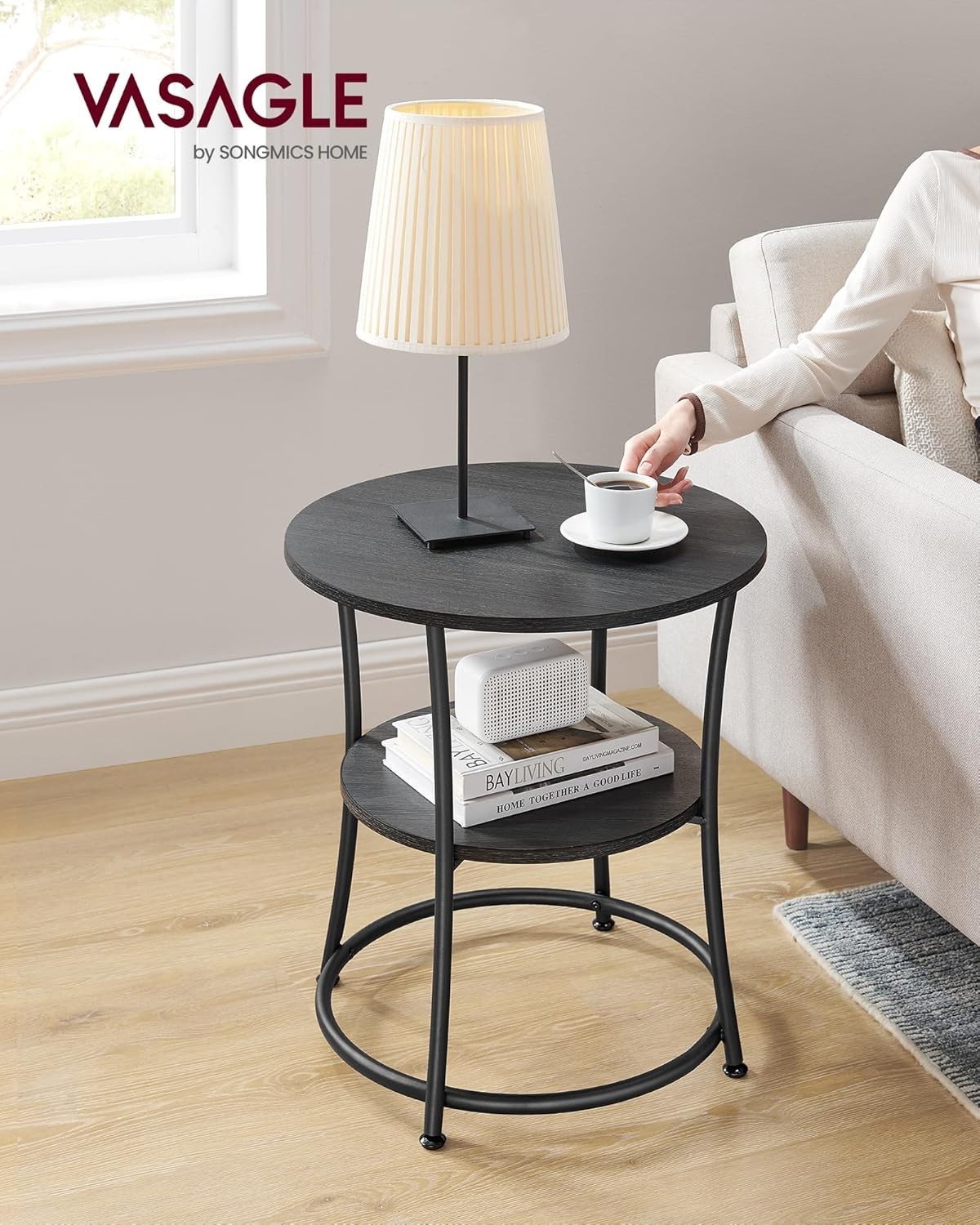 Modern 21.7-Inch Round Side Table – Quick Assembly & Stylish Design for Any Room