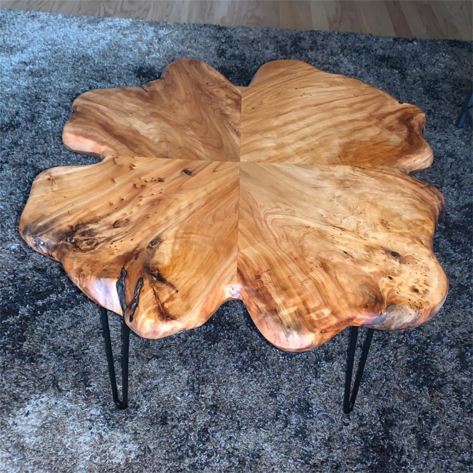 Greenage Natural Cedar Root Live Edge Coffee Table with Hairpin Legs Heavy Thick