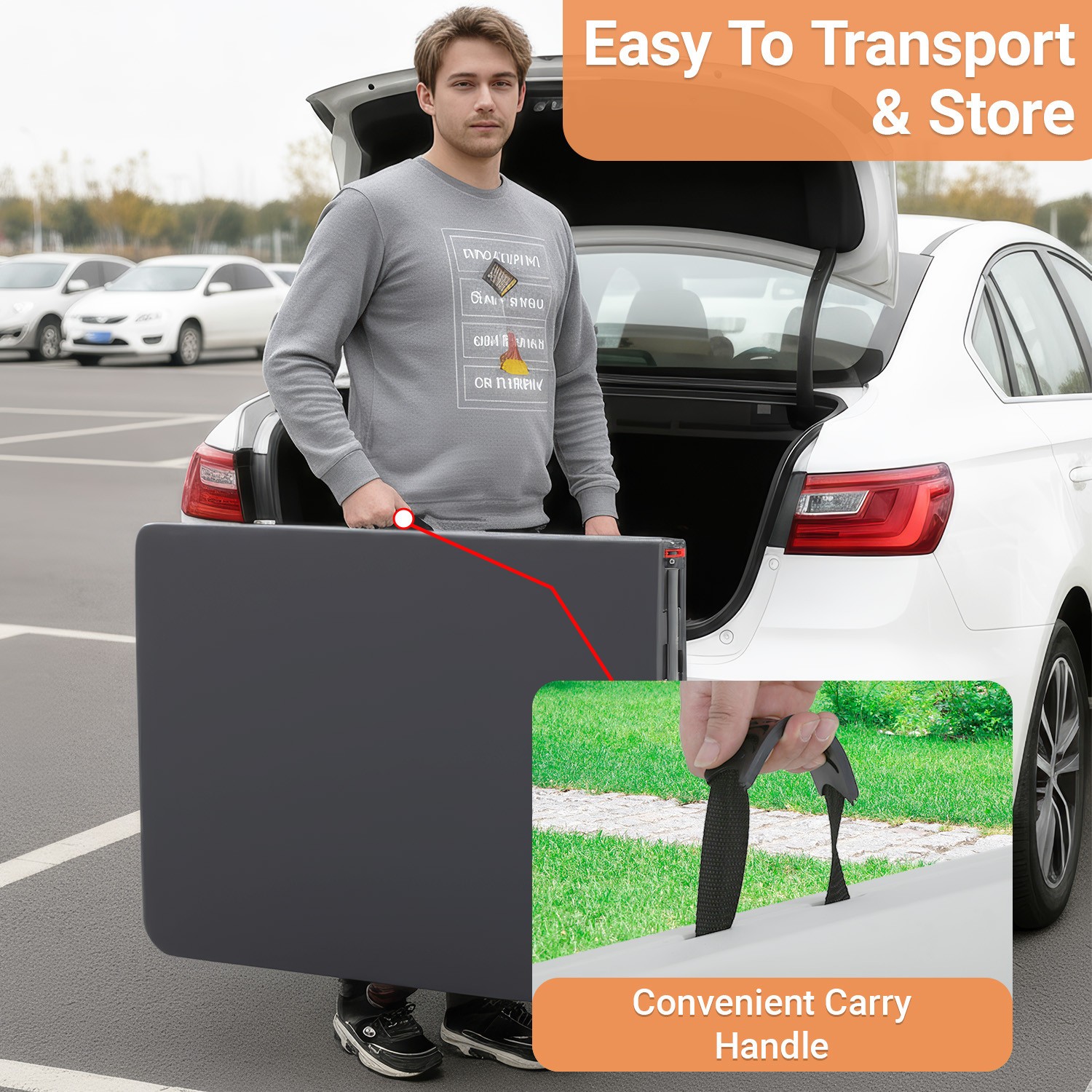 6FT Folding Table Portable Plastic Table w/ Carry Handle Waterproof & Foldable