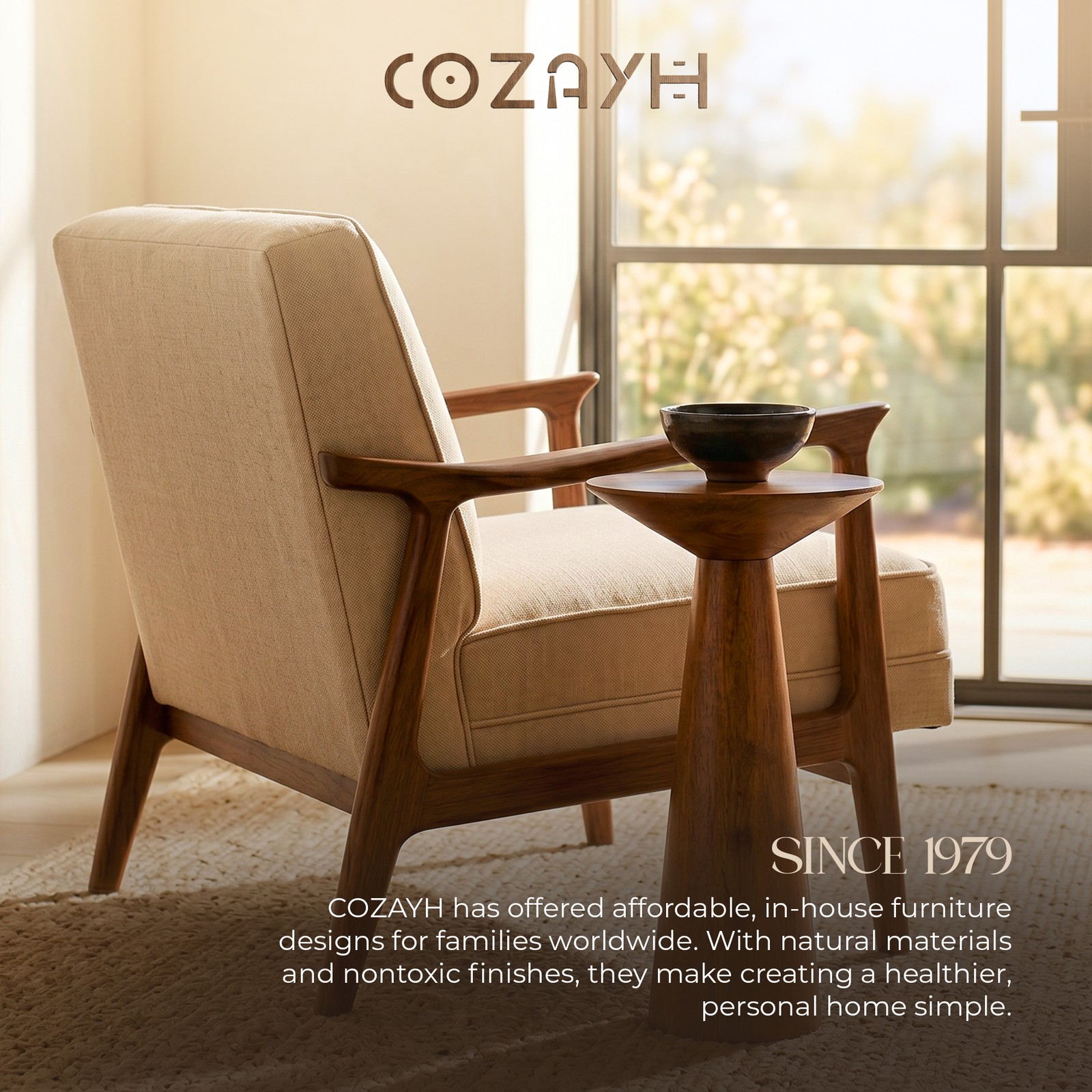 COZAYH Pedestal Tall Round Martini Table for Living Rooms or Bedrooms, Walnut