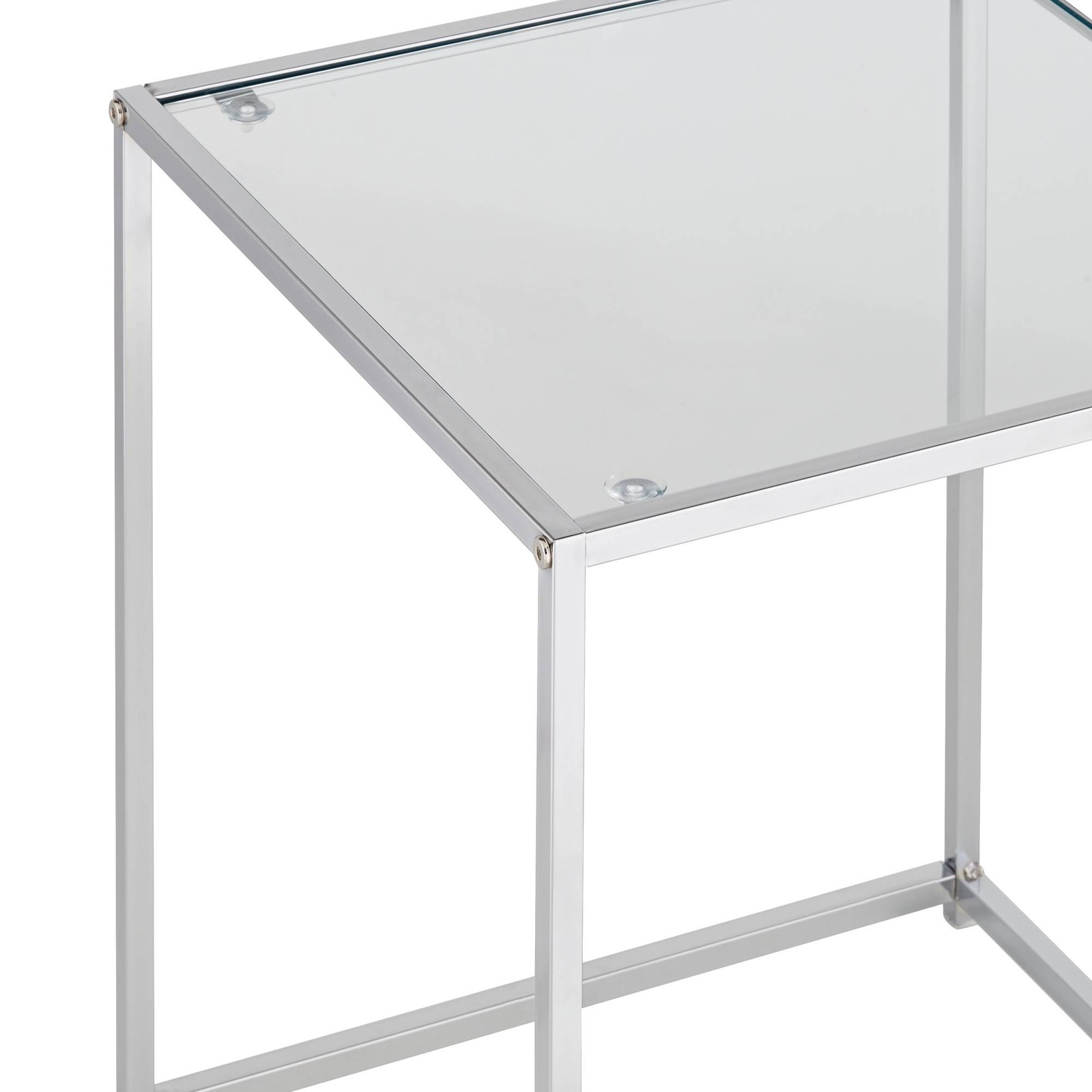 Rodney Chrome and Clear Glass Nesting Table Set of 2