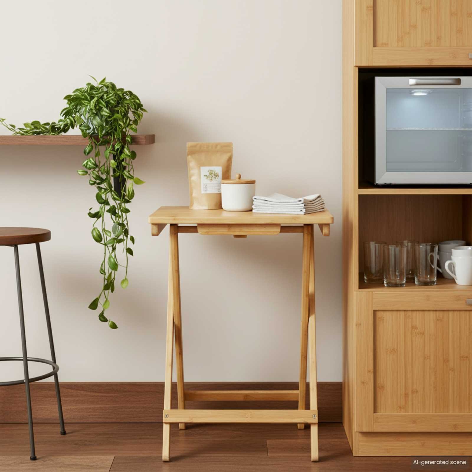 Kitchen Table Folding Natural 15.75 x 11.81 x 21.06 in Bamboo vidaXL