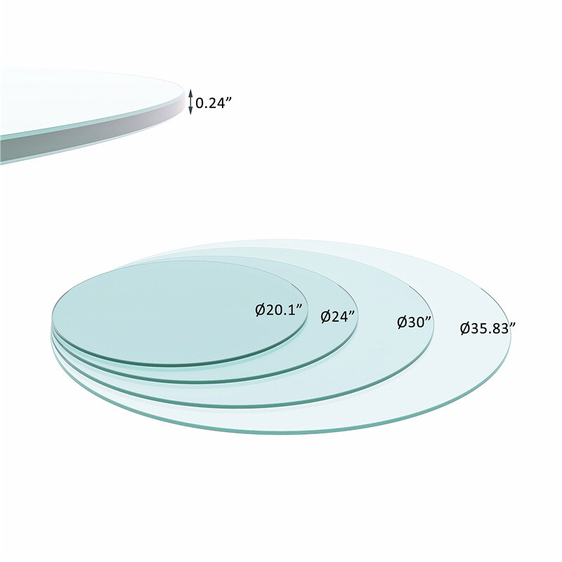 20″-36″ Inch Round Tempered Glass Table Top 1/4″ Inch Thick Flat Polished Edge