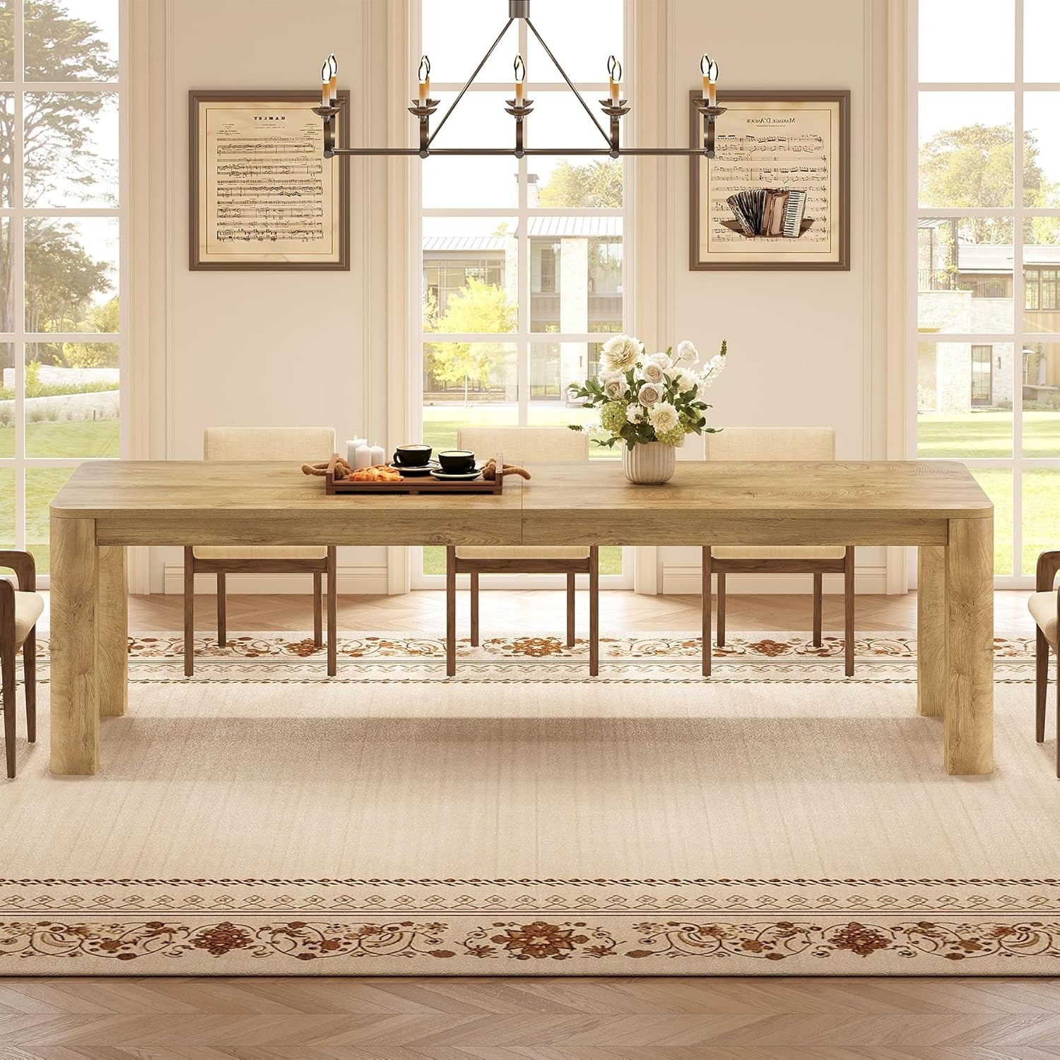 79Inch Extra Long Dining Table for 6-8 Poeple Large Farmhouse Wood Kitchen Table