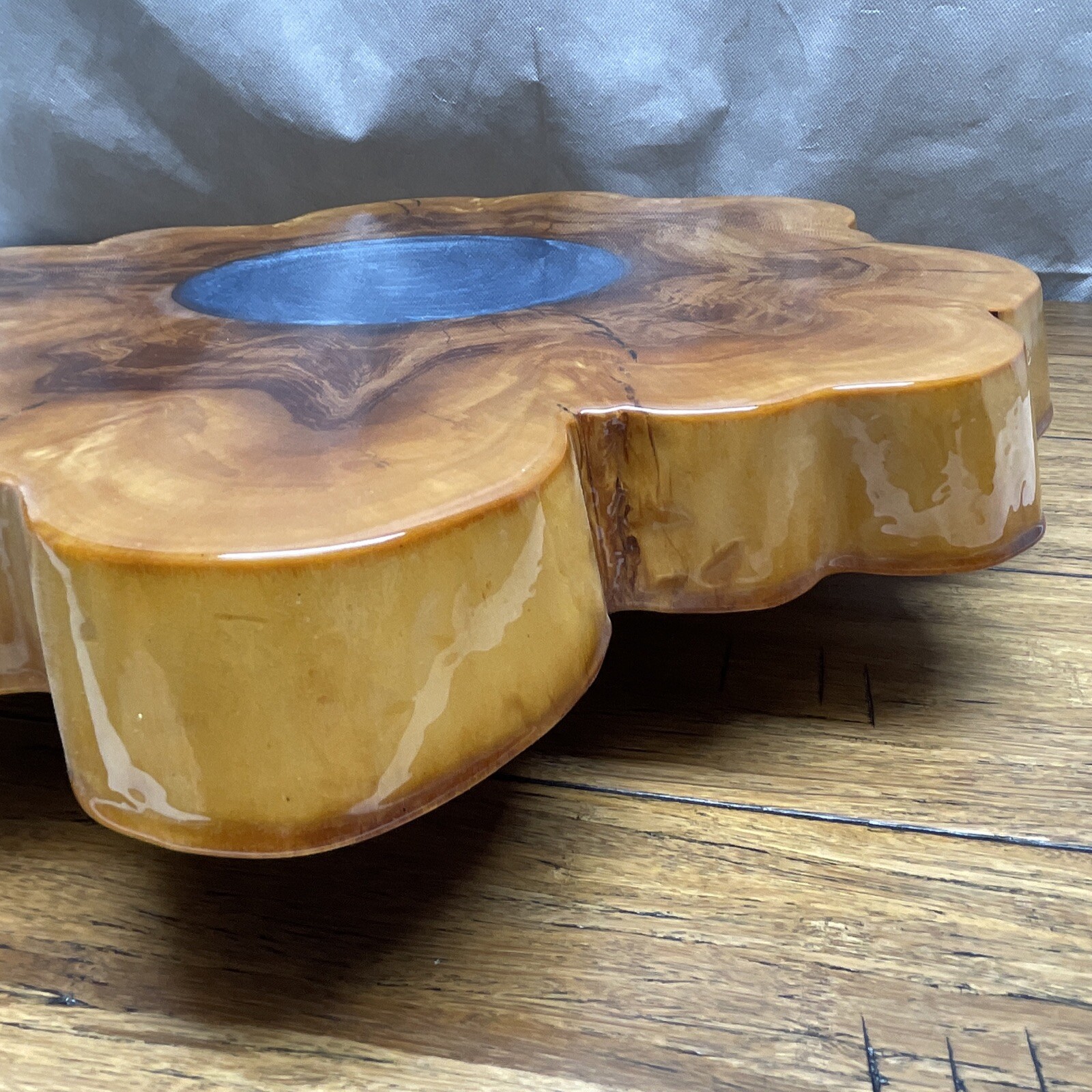 Handmade Florida Cedar Tree Slice Blue Pool Epoxy Lazy Susan Apathetic Annie