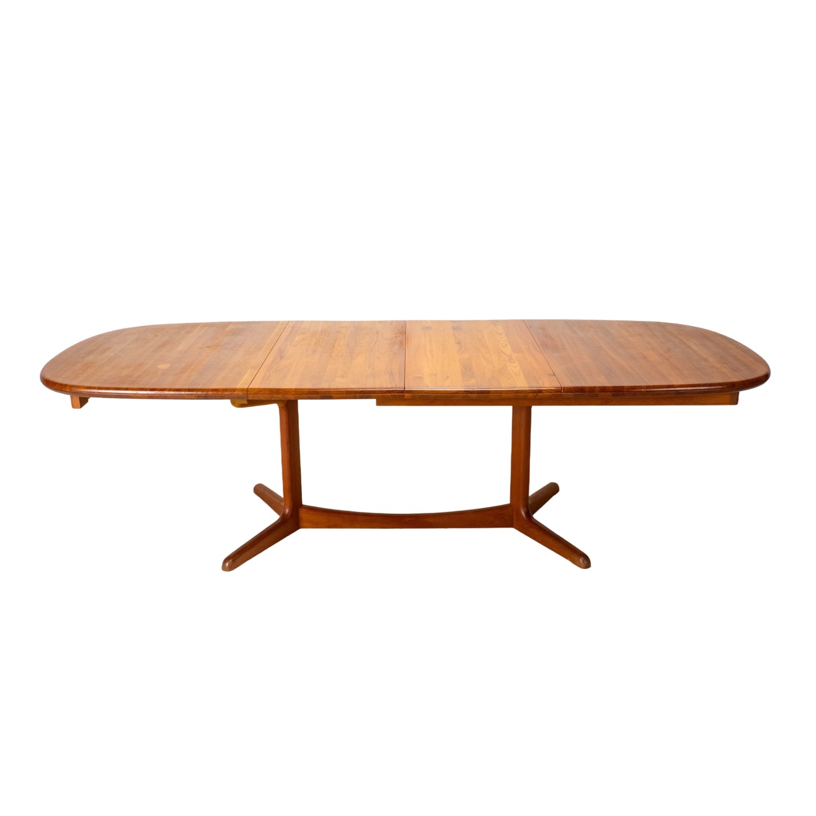 D-Scan Danish Modern Solid Teak Expandable 102″ Dining Table W/ Two Leafs
