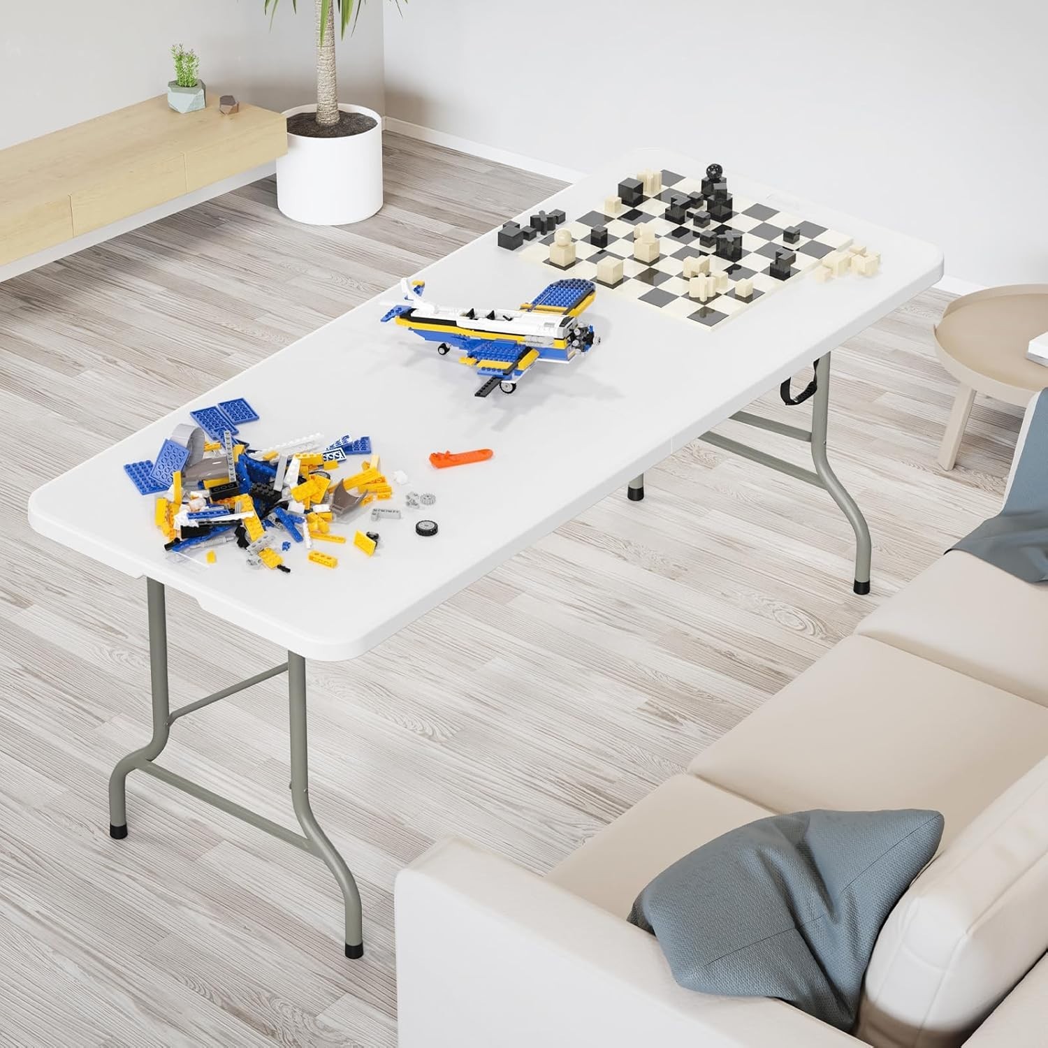 6 Ft Plastic Folding Table – Perfect for Indoor/Outdoor Dining & Parties